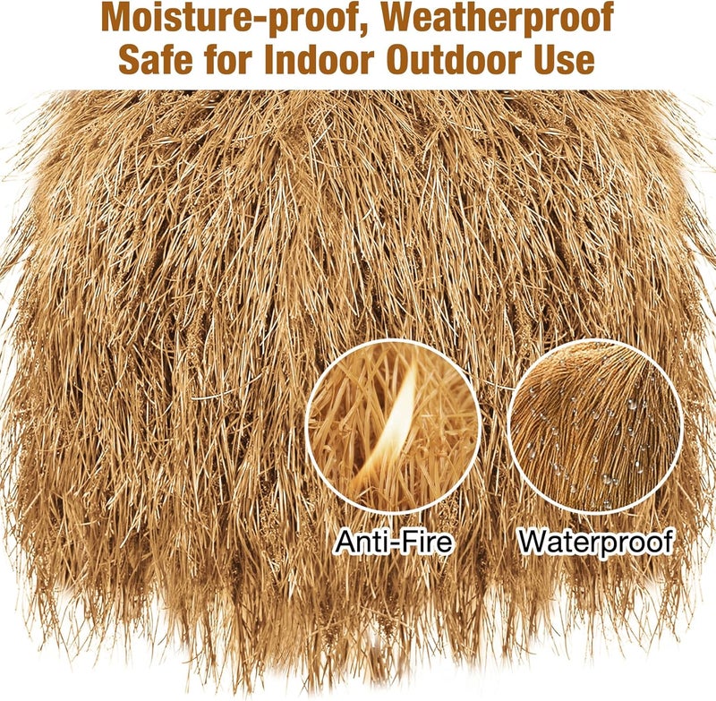 XLX TURF Artificial Thatch Grass for Western Party Decor - Fireproof Fake Hay Carpet for Country Cowboy Barn Wedding Birthday Background - Duck Blind Grass Straw Roofing for Tiki Bar - Image 3